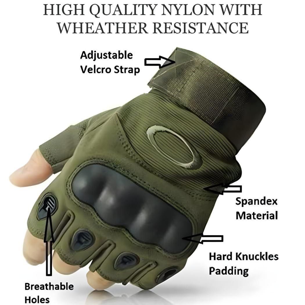 Non-Slip Half Finger Rubber Knuckle Motorcycle Gloves