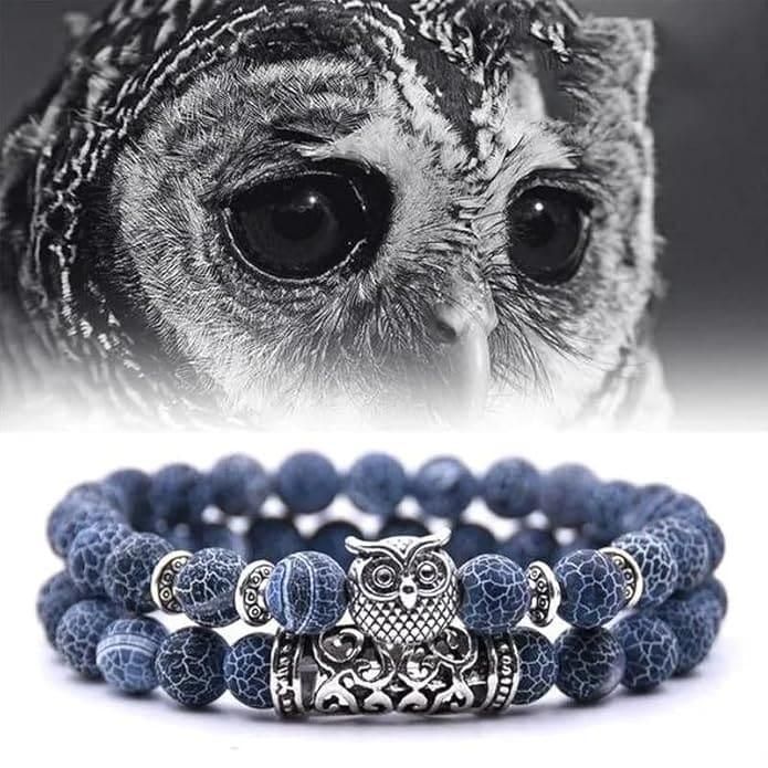 Natural Stone Owl Bracelet